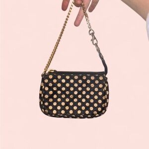 Unique Vintage Black and Gold Mini Bag with Polka Dots